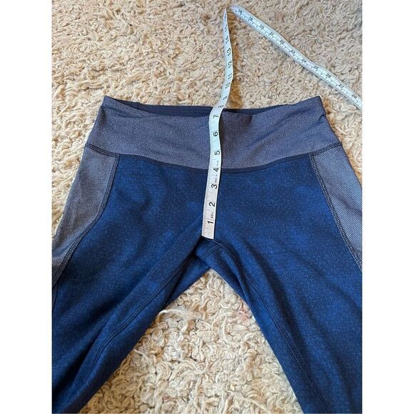 Lululemon Sz 6 Wunder Under‎ Crop Sashiko Cross Inkwell Leggings Blue Women’s - Picture 5 of 7